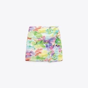 Zara ruched printed mini skirt